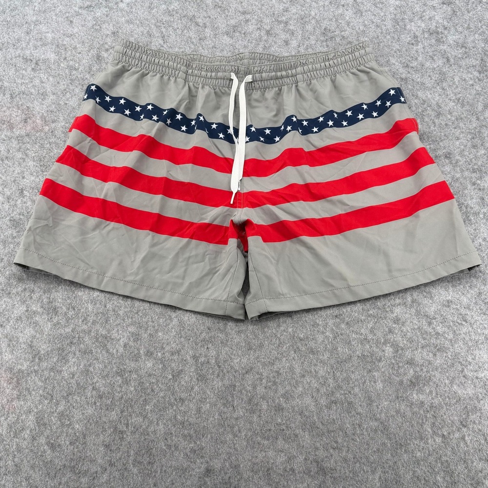Chubbies Mens Swim Trunks 2XL Grey American Flag Stars Stripes 5.5 Inseam Liner